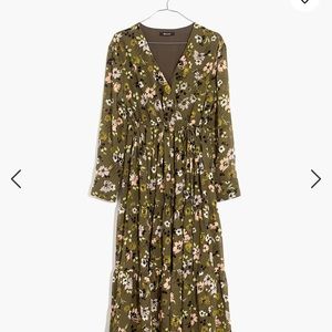 Madewell cinched waist floral midi dress
